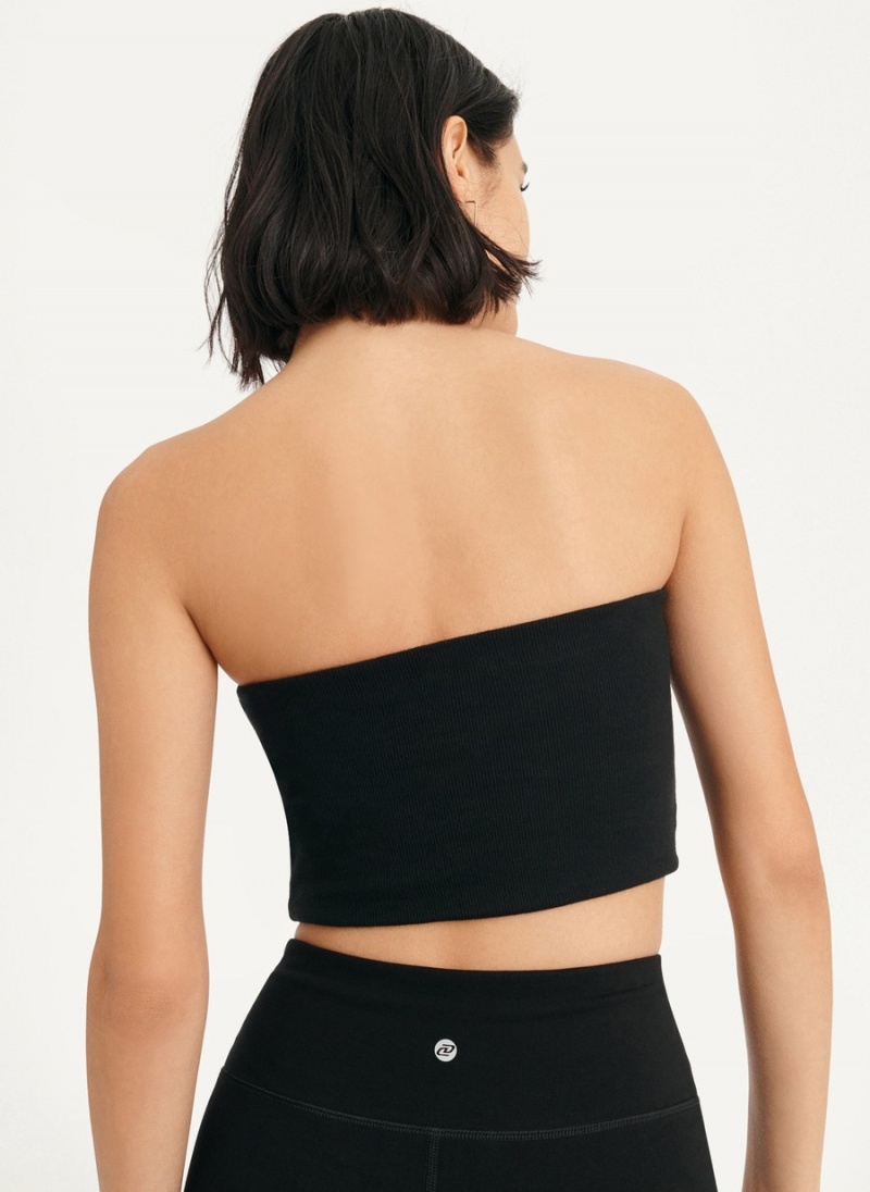 Black Dkny Rib Crop Tube Women's Tank Top | S1142786