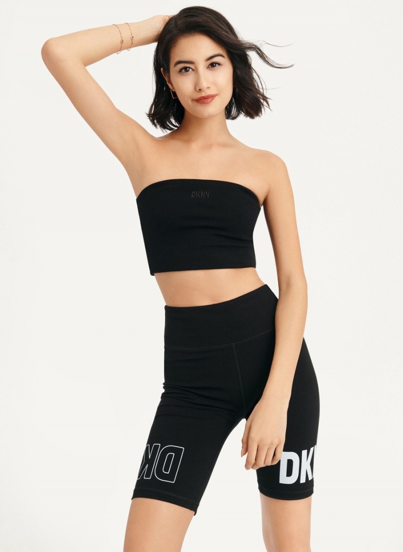 Black Dkny Rib Crop Tube Women's Tank Top | S1142786