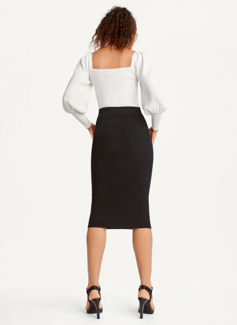 Black Dkny Ribbed Pencil Women's Skirts | A6260482