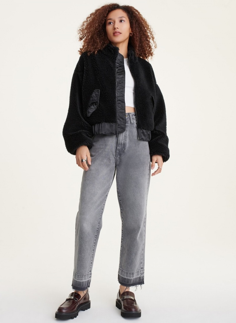 Black Dkny Satin Details Women's Jackets | X4391005