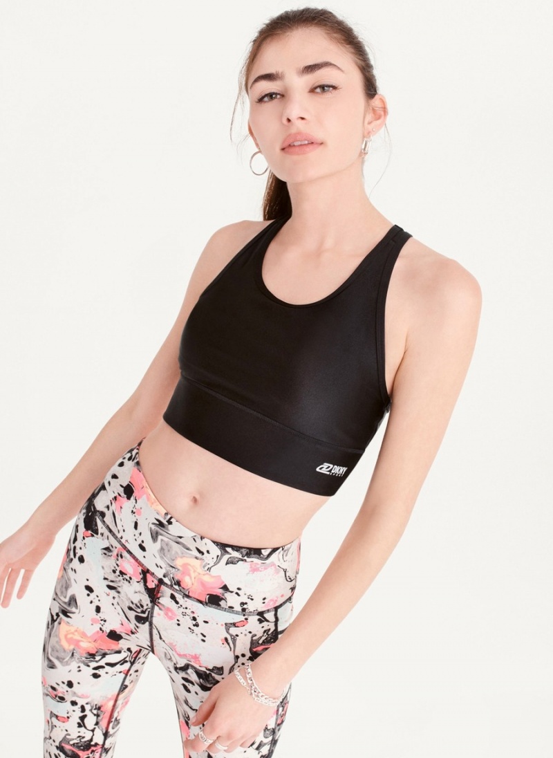 Black Dkny Scoop Neck Women's Sports Bra | W0808899