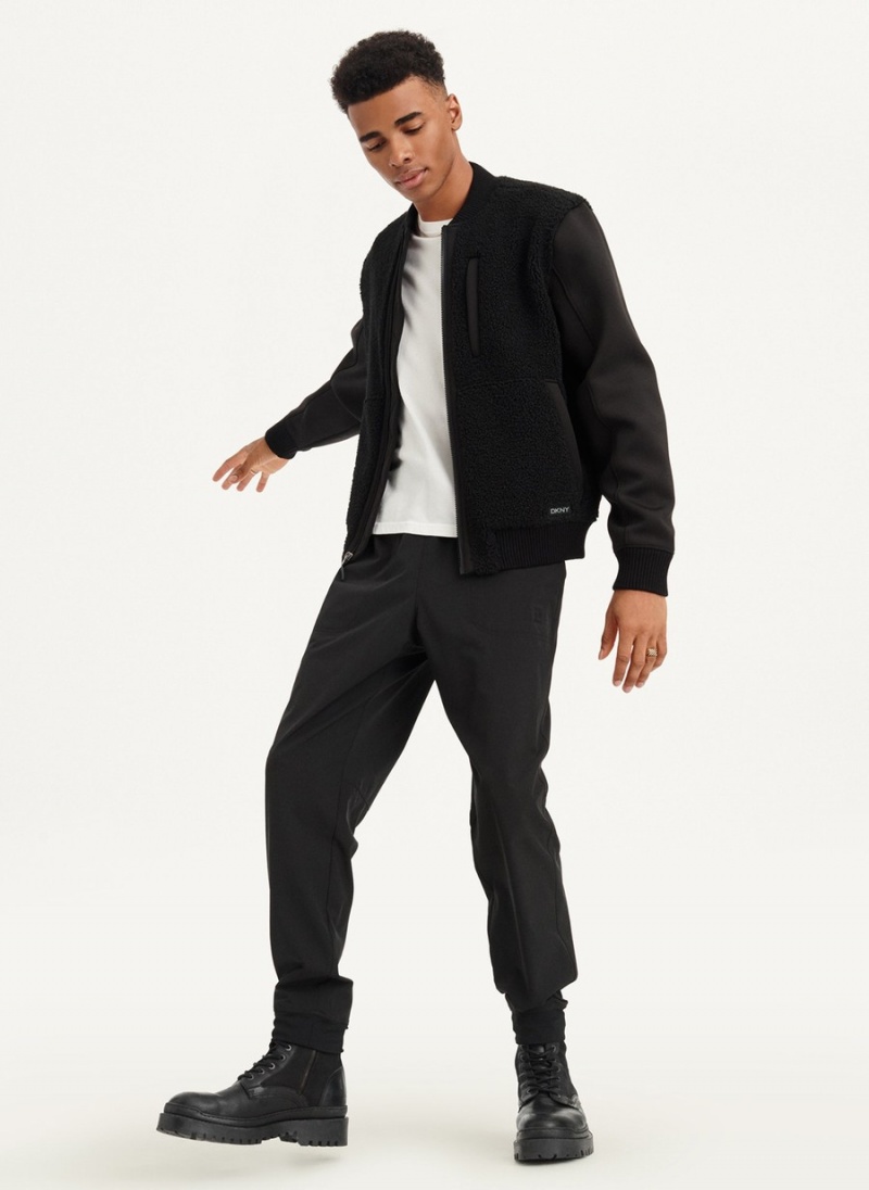 Black Dkny Sherpa Men's Bomber Jackets | P4249166