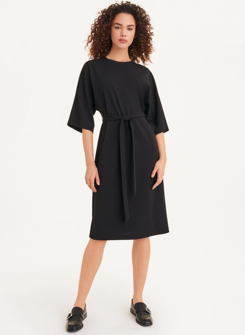 Black Dkny Short Sleeve Kimono Sleeve Women's Dress | P2034182