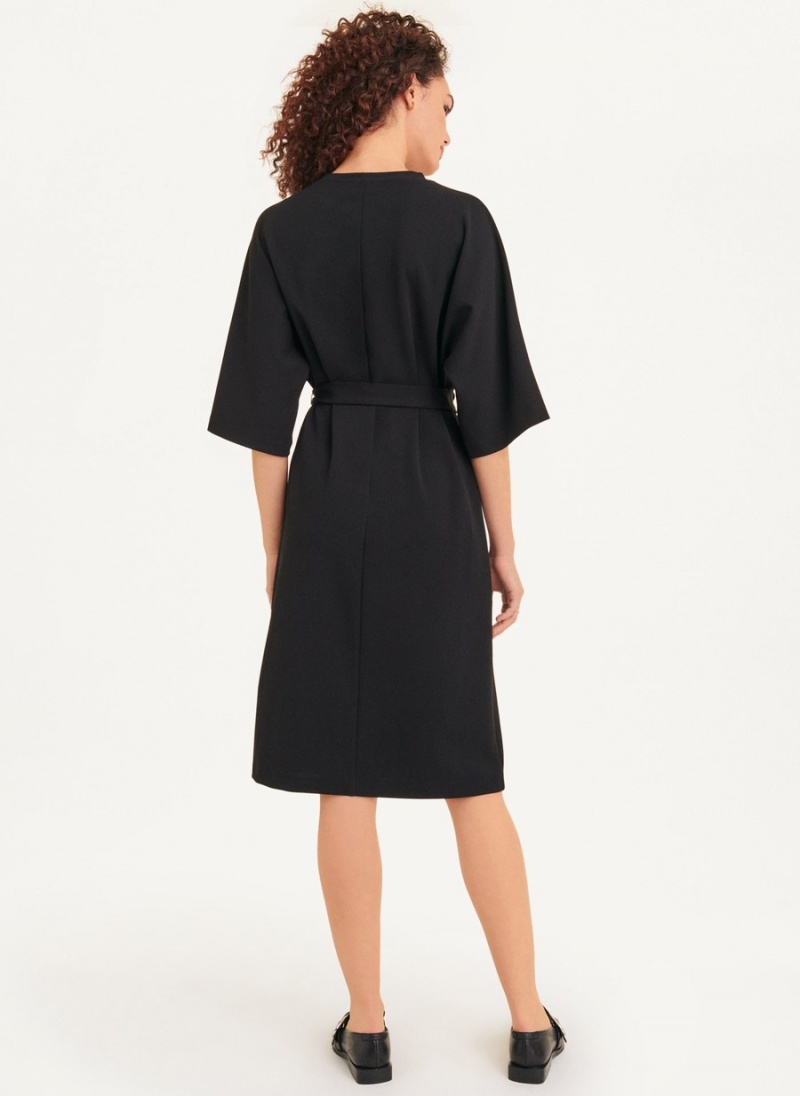 Black Dkny Short Sleeve Kimono Sleeve Women's Dress | P2034182