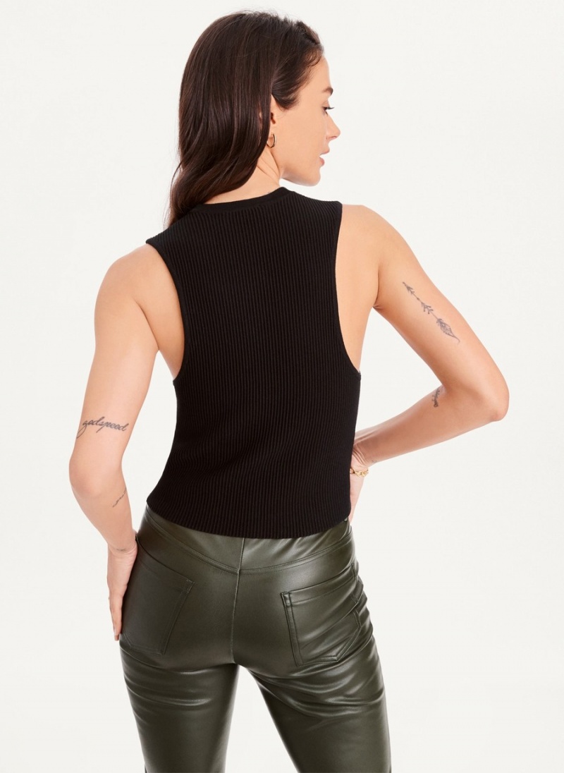 Black Dkny Sleeveless Crop Sweater Women's Tank Top | Q6576243