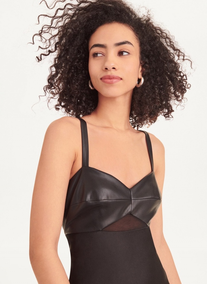 Black Dkny Sleeveless Mix Media Women's Dress | R6607928