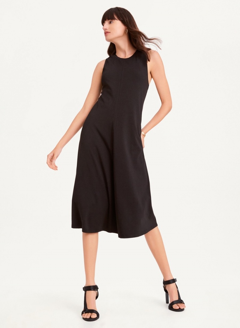 Black Dkny Sleeveless Scoopneck Twist Racerback Women's Dress | N3629287