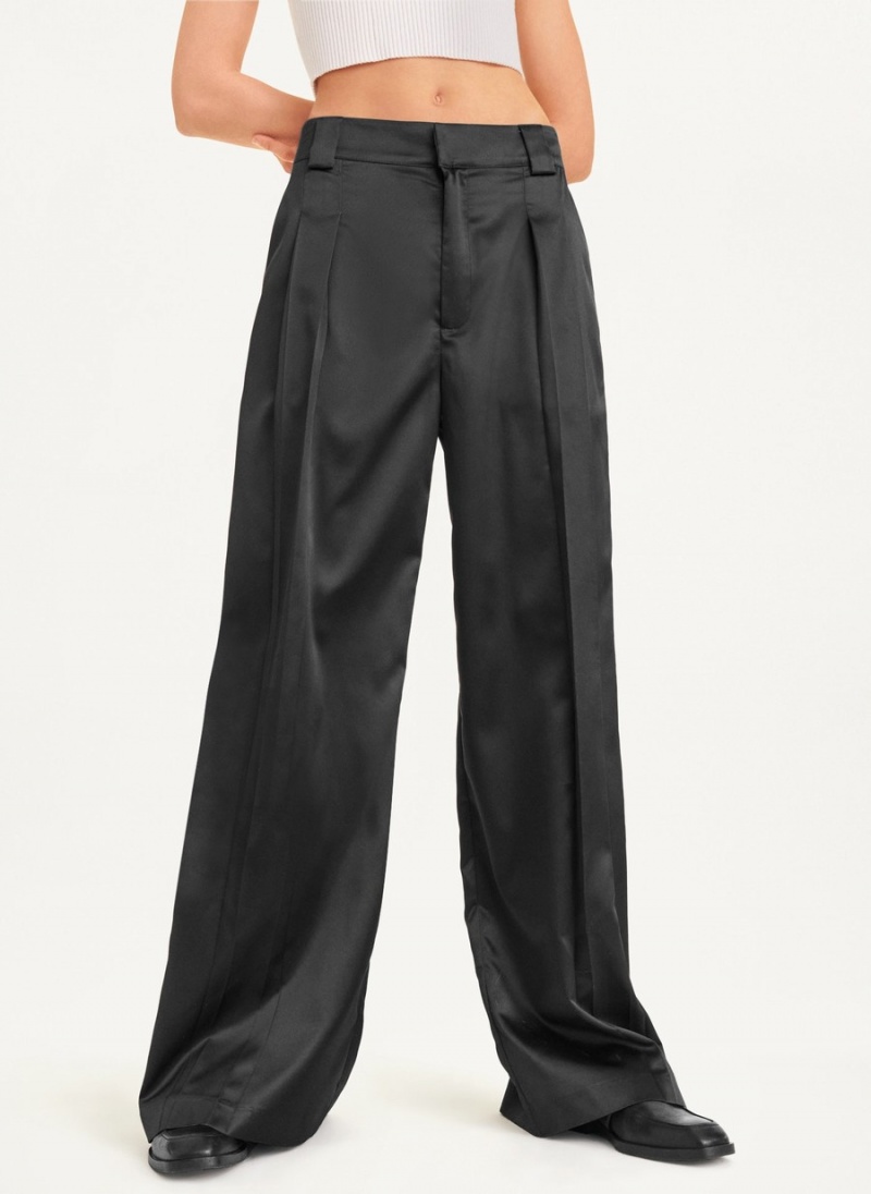 Black Dkny Slim Faux Leather Women's Pants | S0593621