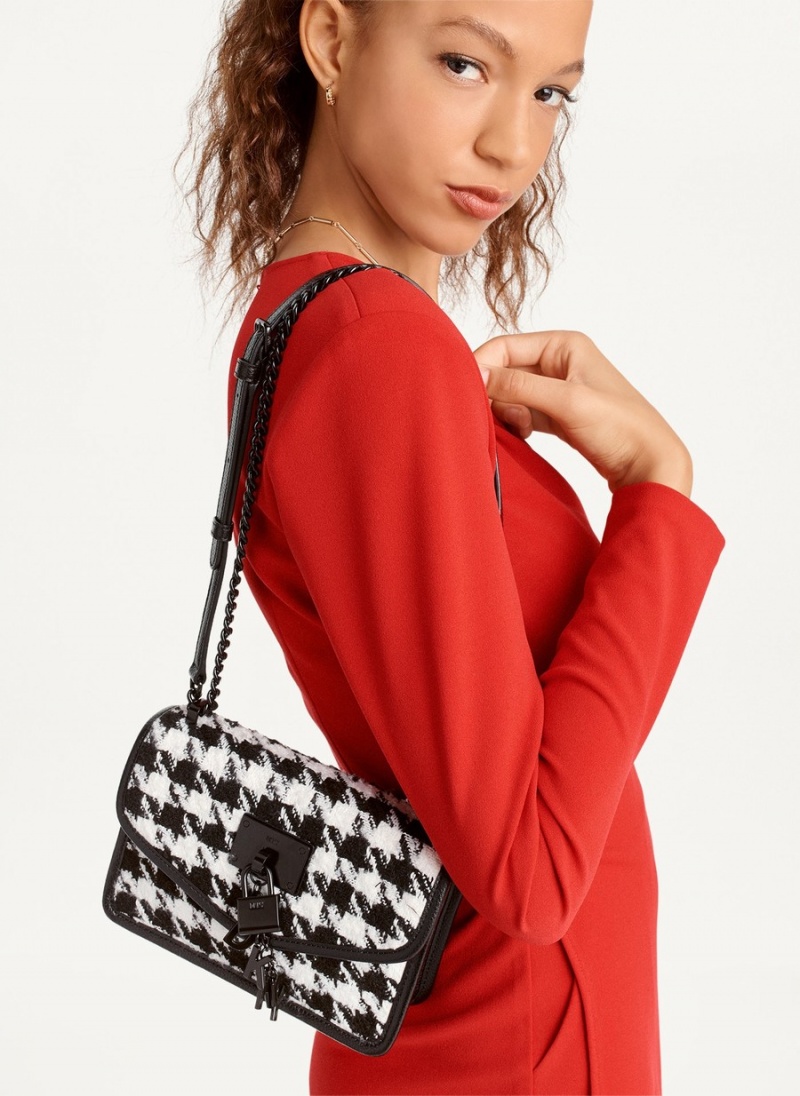 Black Dkny Small Elissa Herringbone Women's Crossbody Bags | E0755199