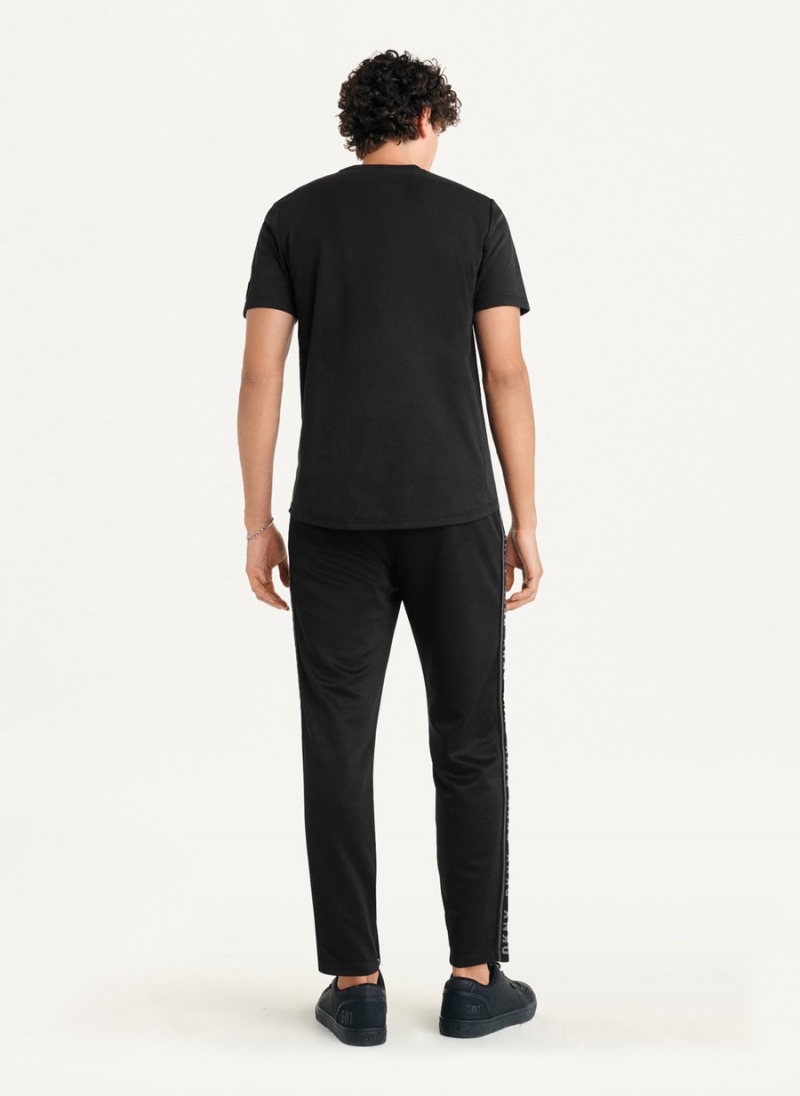 Black Dkny Solid Pique Men's T Shirts | K8119698