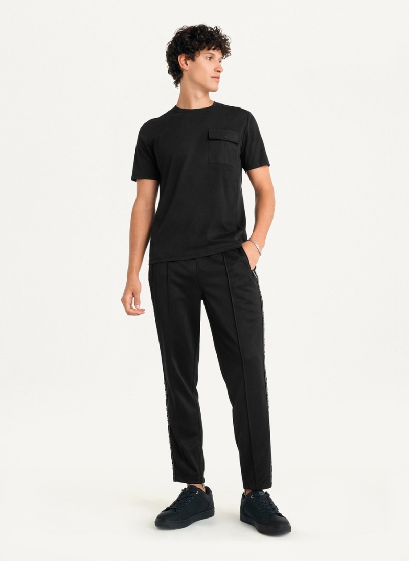 Black Dkny Solid Pique Men's T Shirts | K8119698