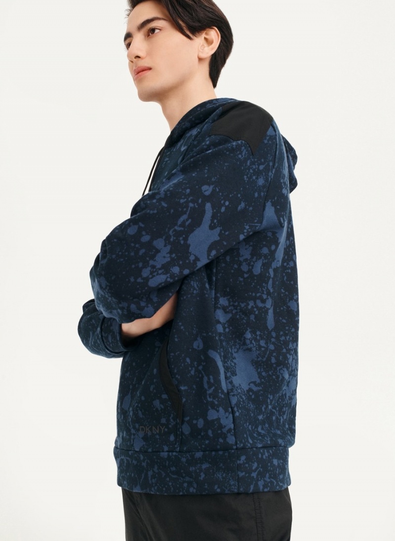 Black Dkny Splat Print Terry Men's Hoodie | M9312661