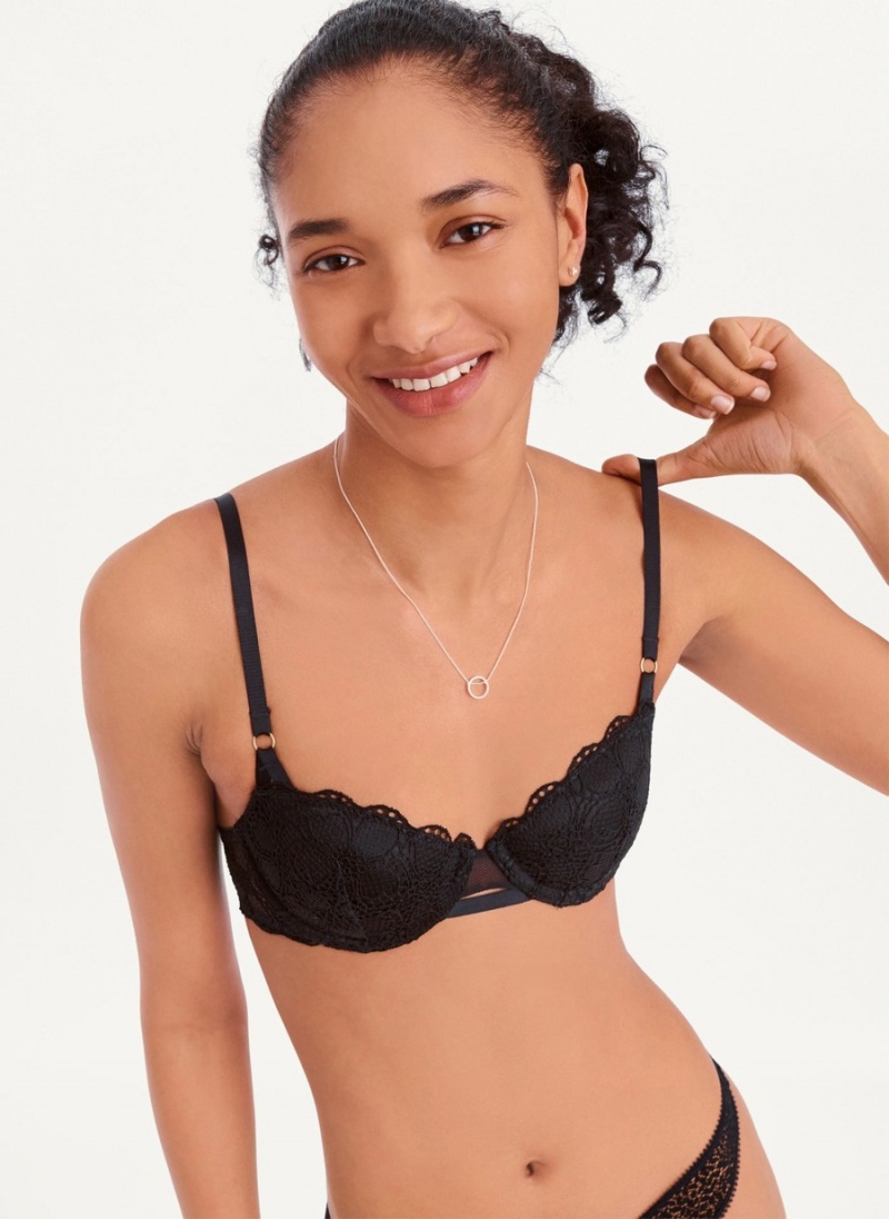 Black Dkny Superior Lace Balconette Women's Bras | G9354934