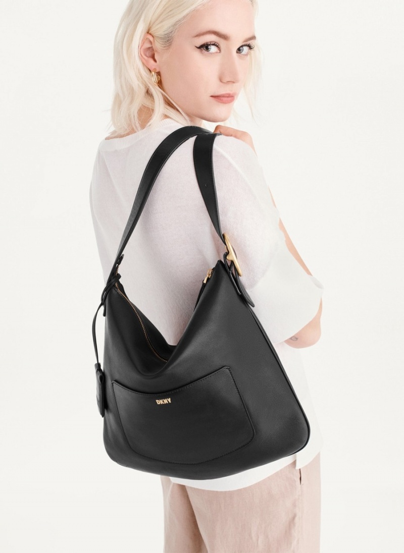 Black Dkny The Medium Optimist Women's Shoulder Bags | S2093793