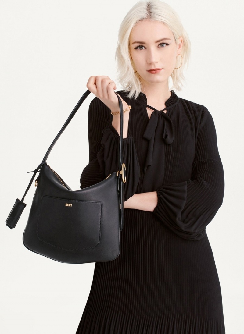 Black Dkny The Small Optimist Women's Shoulder Bags | F2217520