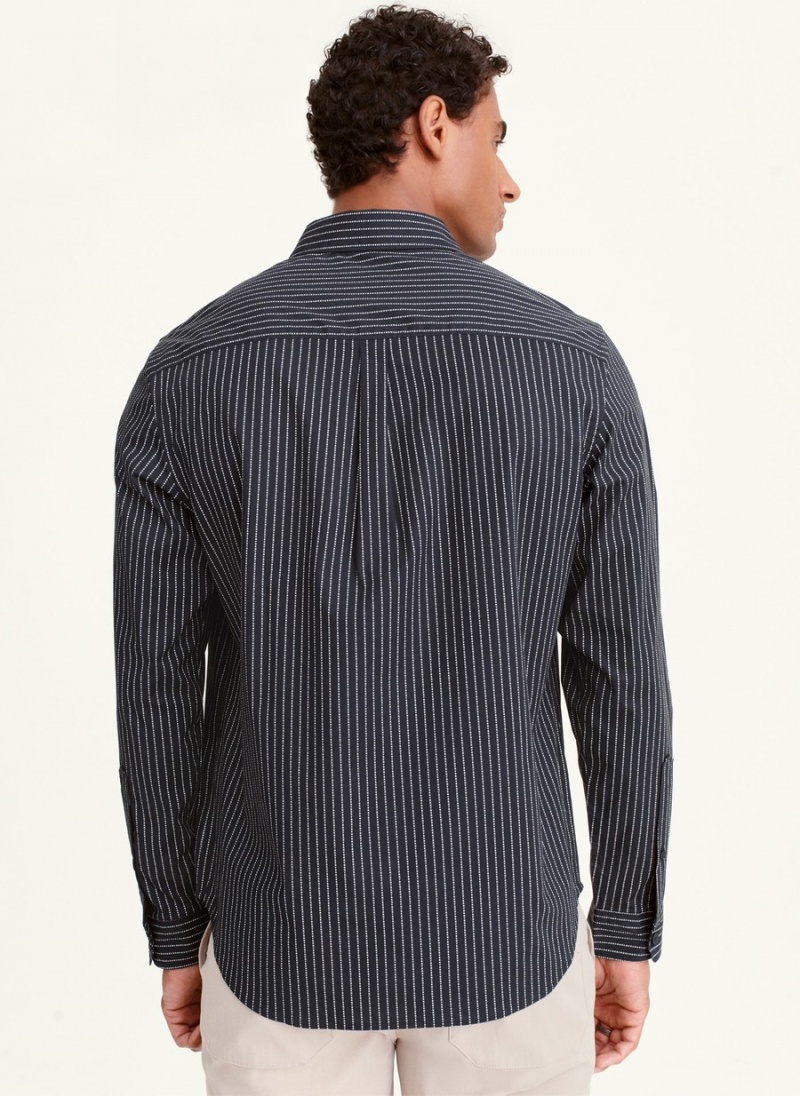 Black Dkny Vertical Micro Logo Men's Shirts | V9641933