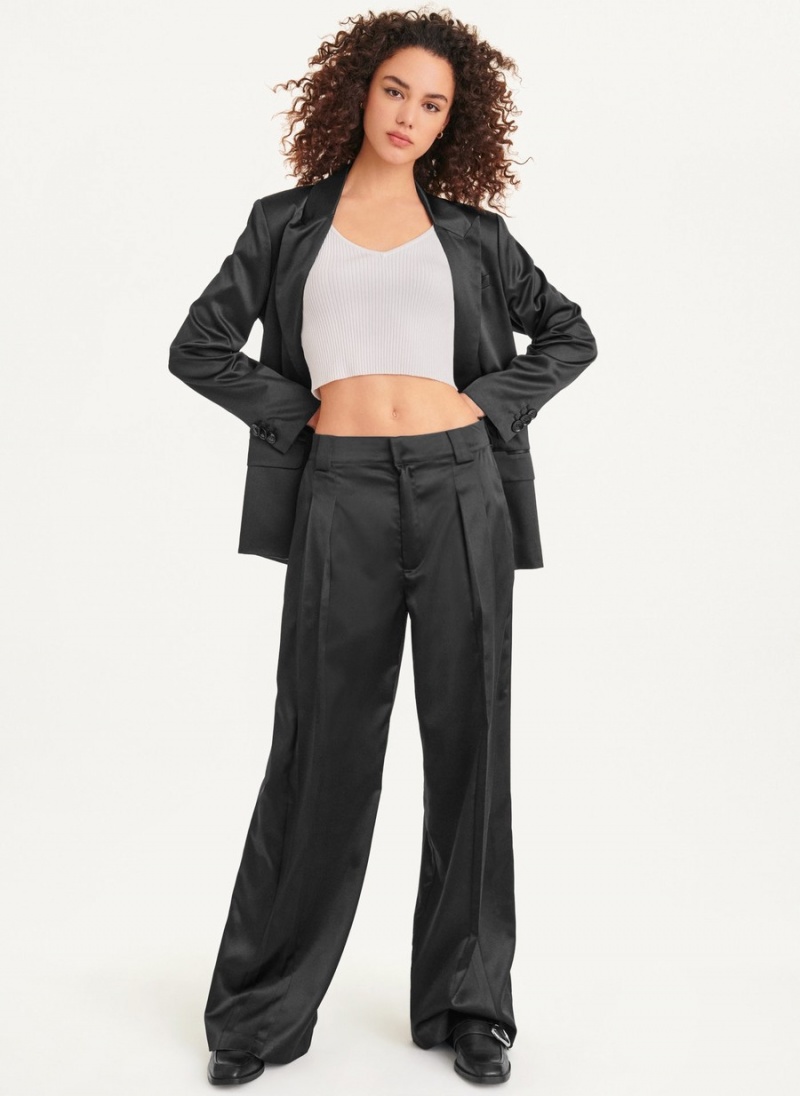 Black Dkny Wide Leg Women's Pants | K8066201