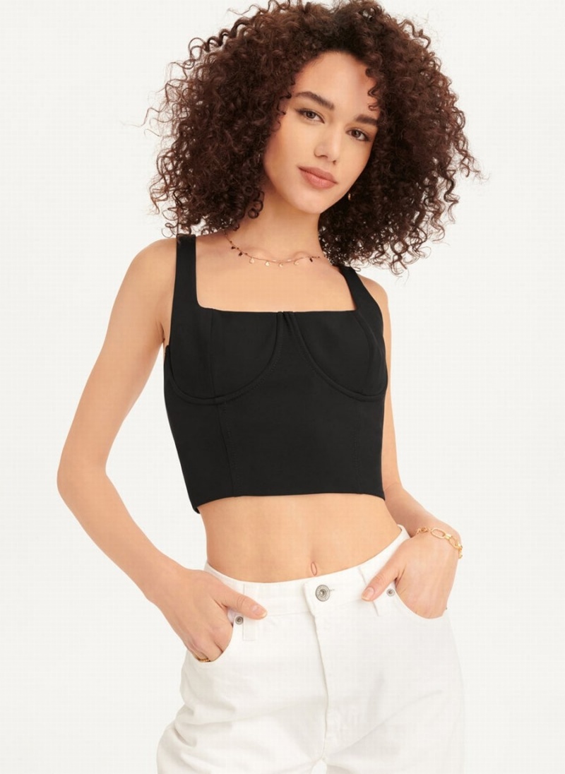 Black Dkny Wired Crop Women's Tank Top | U9974347