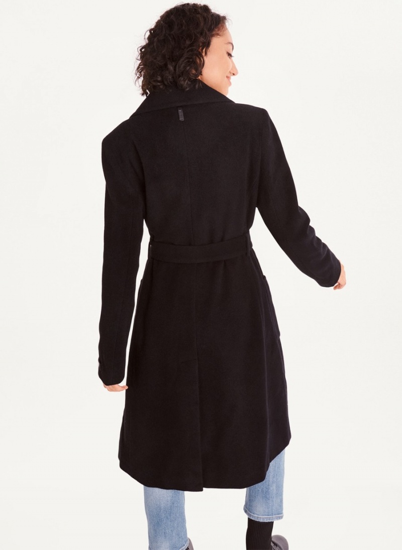 Black Dkny Wool Wrap Women's Coats | T8087528