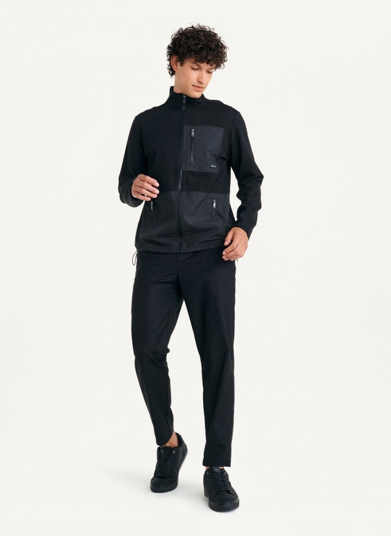 Black Dkny Yoga Men's Jackets | P6556511