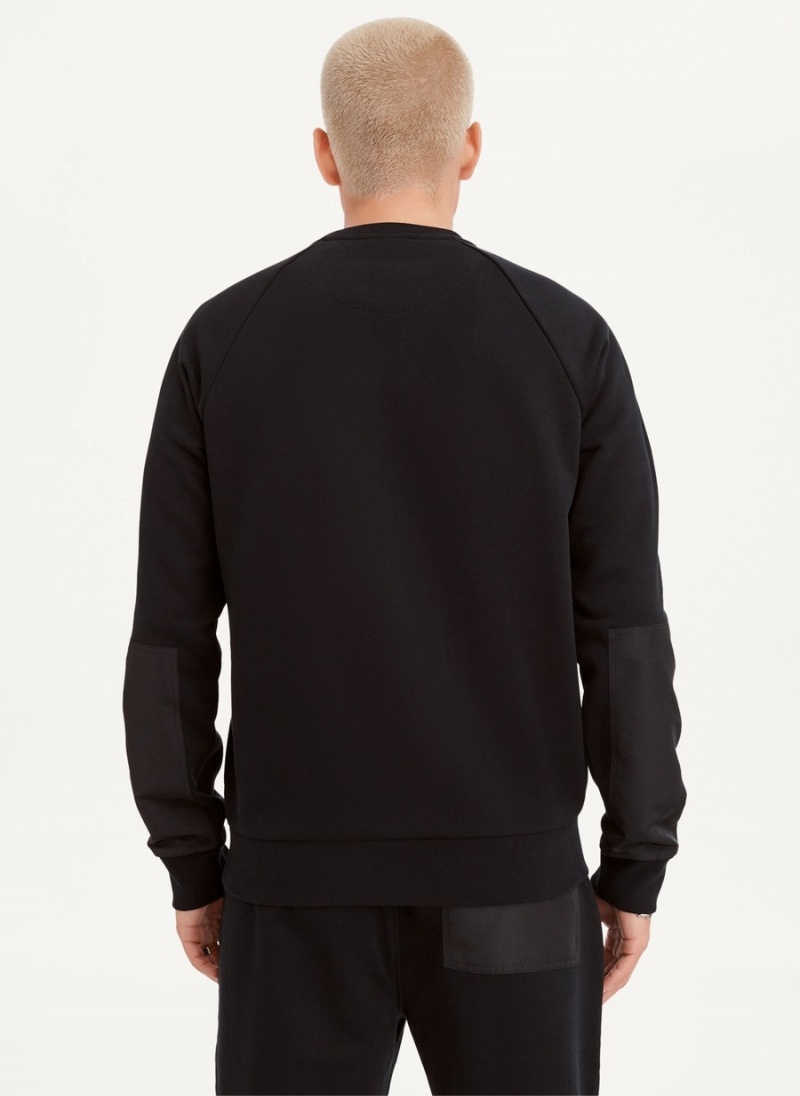 Black Dkny Zipper Detail Men's Sweatshirts | B3985498