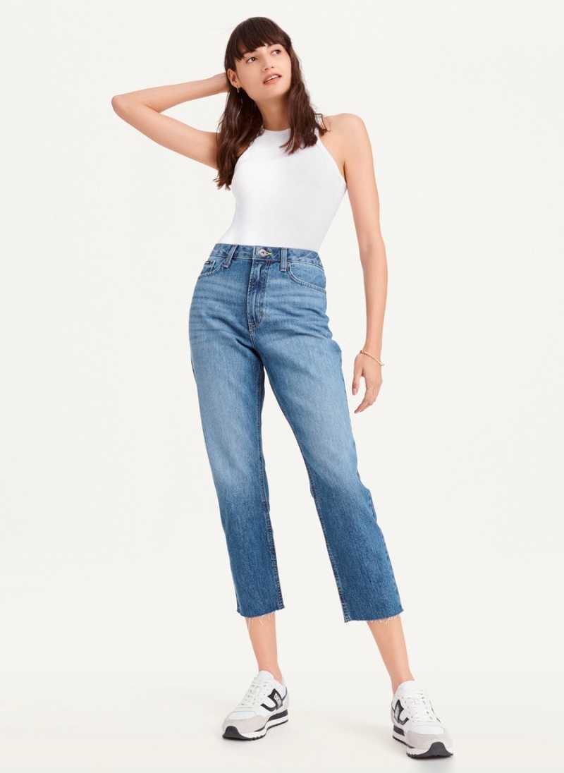 Blue Dkny Broome Cropped Distressed Women\'s Jeans | U2627792