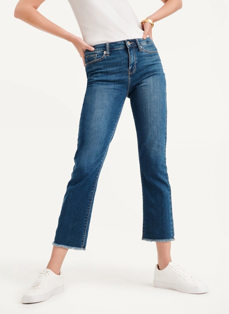 Blue Dkny Foundation - Slim Stright Crop Women's Jeans | F9820676