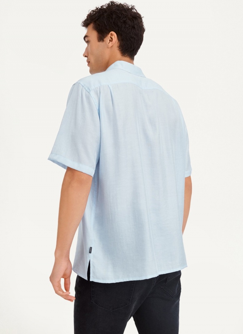 Blue Dkny Imitation Silk Camp Men's Shirts | P9477075