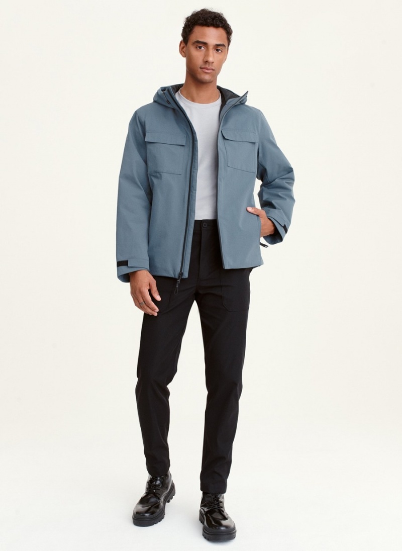 Blue Dkny Textured Arctic Men's Jackets | F8295787