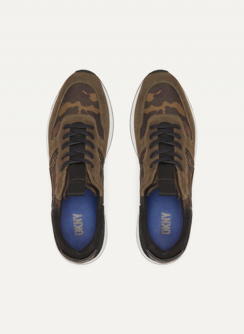 Brown Dkny Camo Runner Men's Sneakers | D1697295