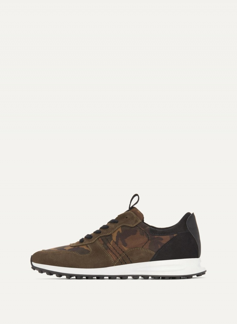 Brown Dkny Camo Runner Men\'s Sneakers | D1697295