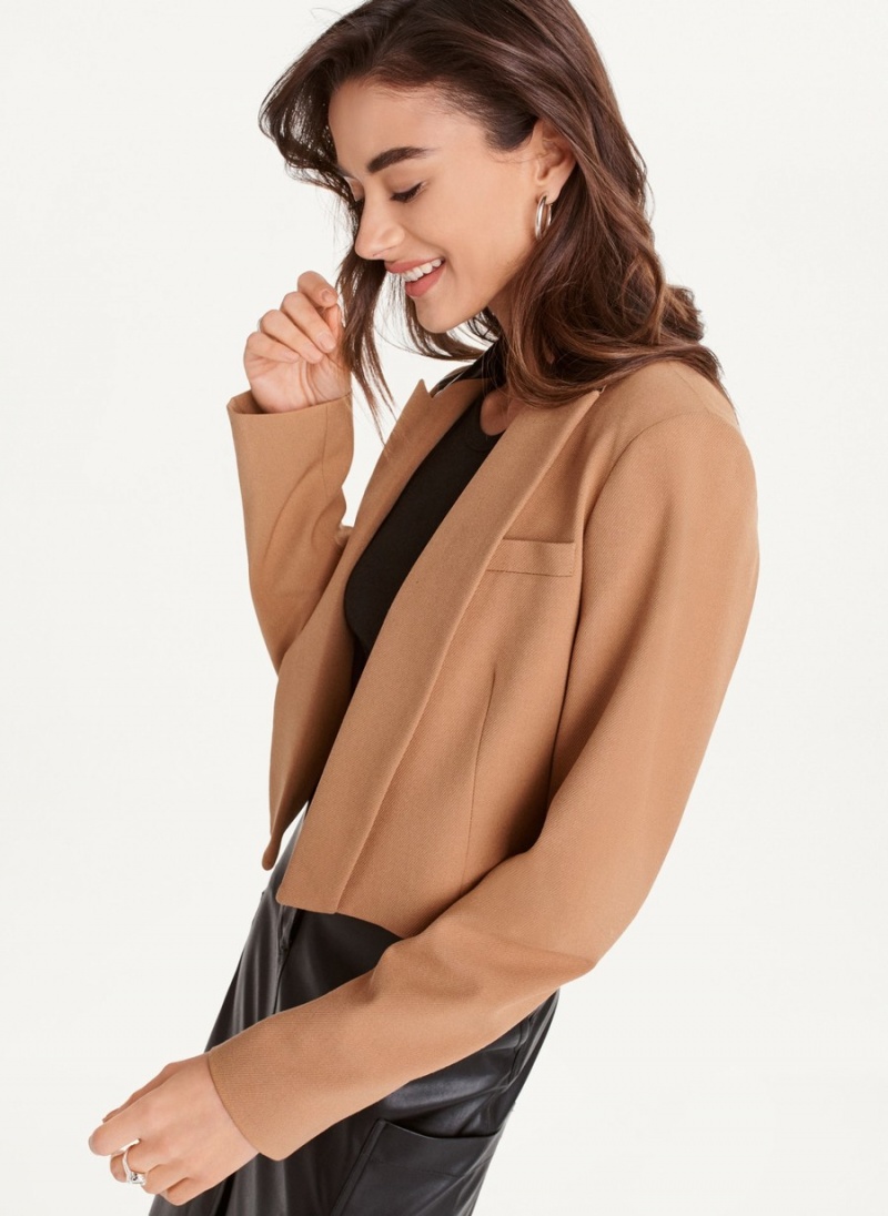 Brown Dkny Cropped Tailored Women's Jackets | K7469971