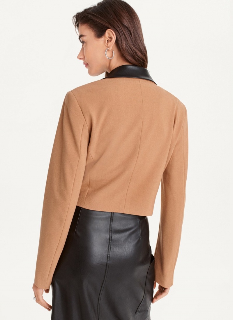 Brown Dkny Cropped Tailored Women's Jackets | K7469971