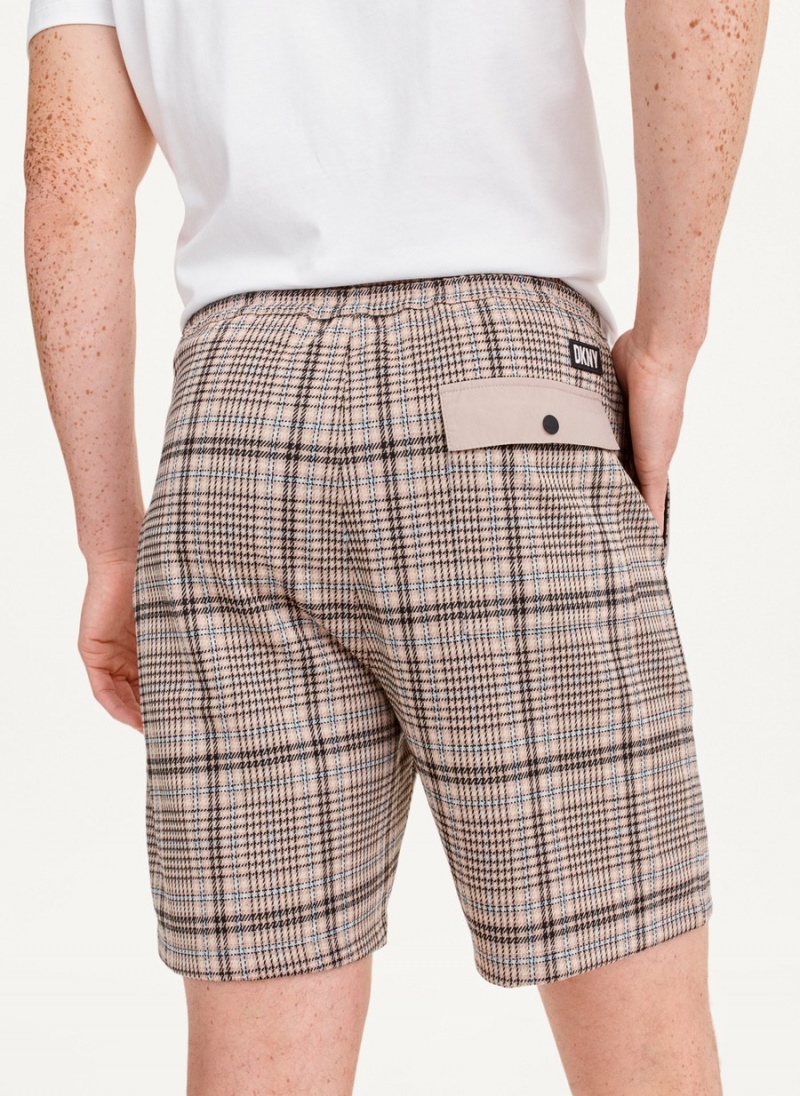 Brown Dkny Plaids Men's Shorts | S4182486