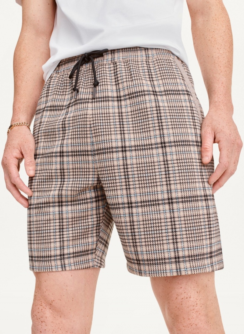 Brown Dkny Plaids Men\'s Shorts | S4182486