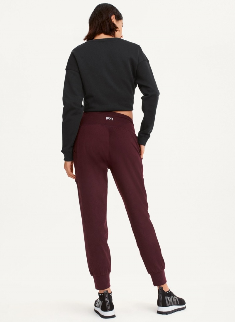 Burgundy Dkny Balance Compression Cargo Women's Jogger | O2689801