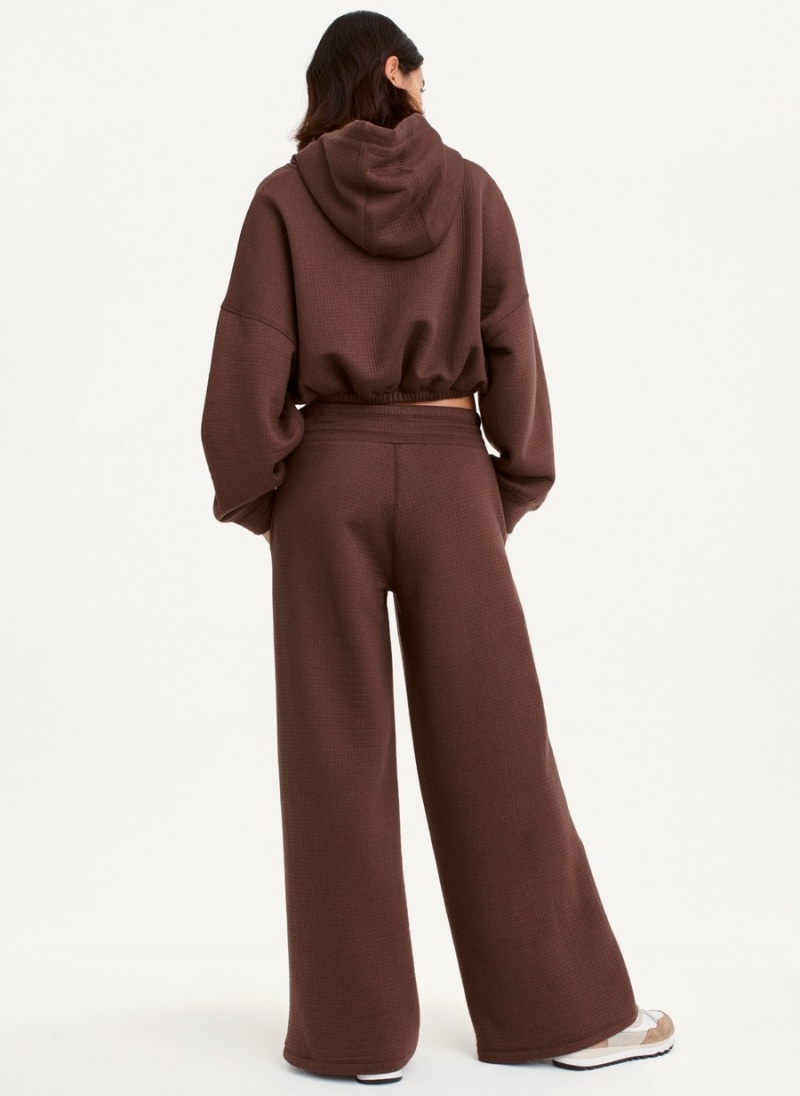 Burgundy Dkny Ottoman Knit Wide Leg Women's Pants | Z3471928