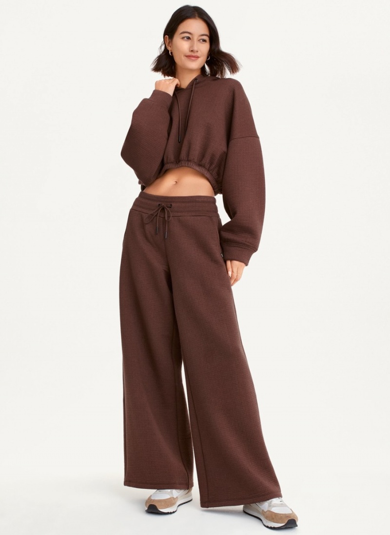 Burgundy Dkny Ottoman Knit Wide Leg Women\'s Pants | Z3471928