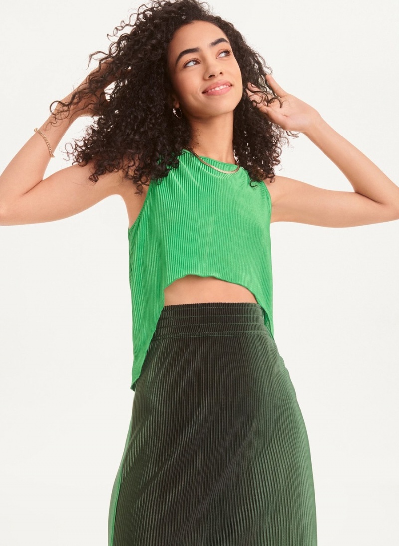 Green Dkny High Low Shell Women's Tank Top | P6652939