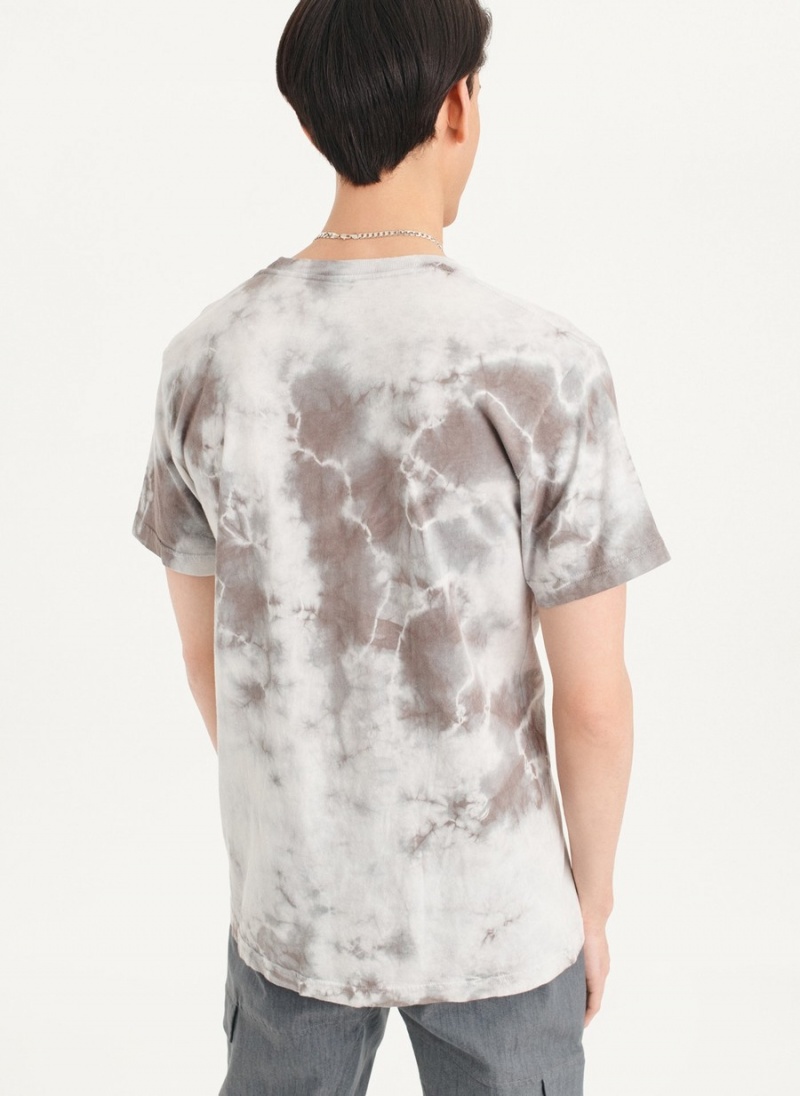 Grey Dkny Cloud Wash Logo Men's T Shirts | C3029764