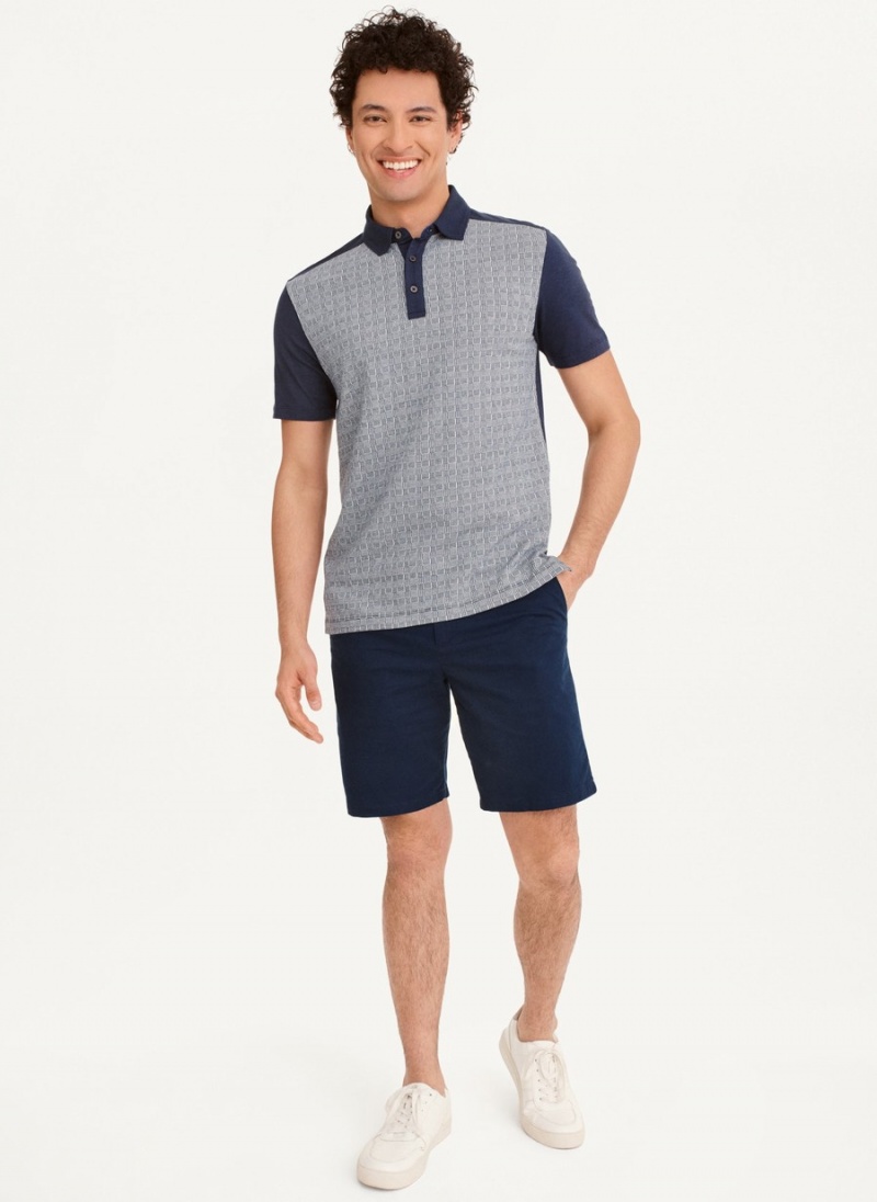 Grey Dkny Colorblock Plaid Men's Polo Shirts | A0476365