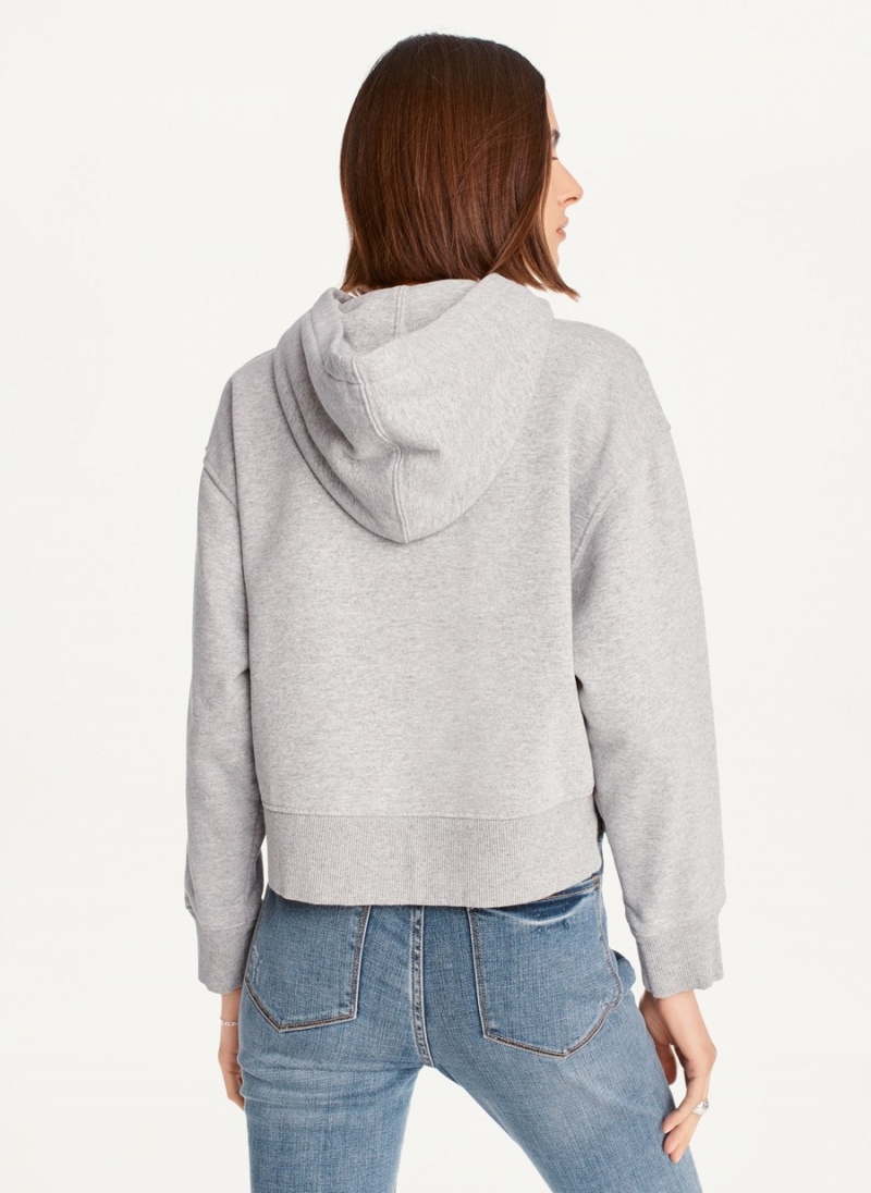 Grey Dkny Cropped Boyfriend Women's Hoodie | E4251277