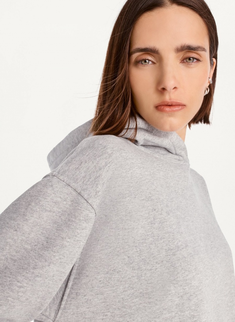 Grey Dkny Cropped Boyfriend Women's Hoodie | E4251277