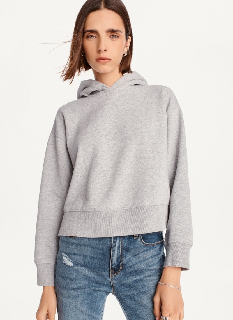 Grey Dkny Cropped Boyfriend Women's Hoodie | E4251277