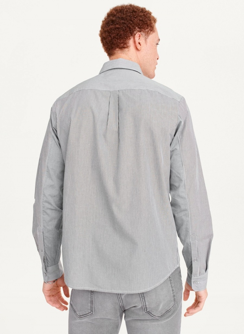 Grey Dkny Long Sleeve Men's Shirts | T7001642