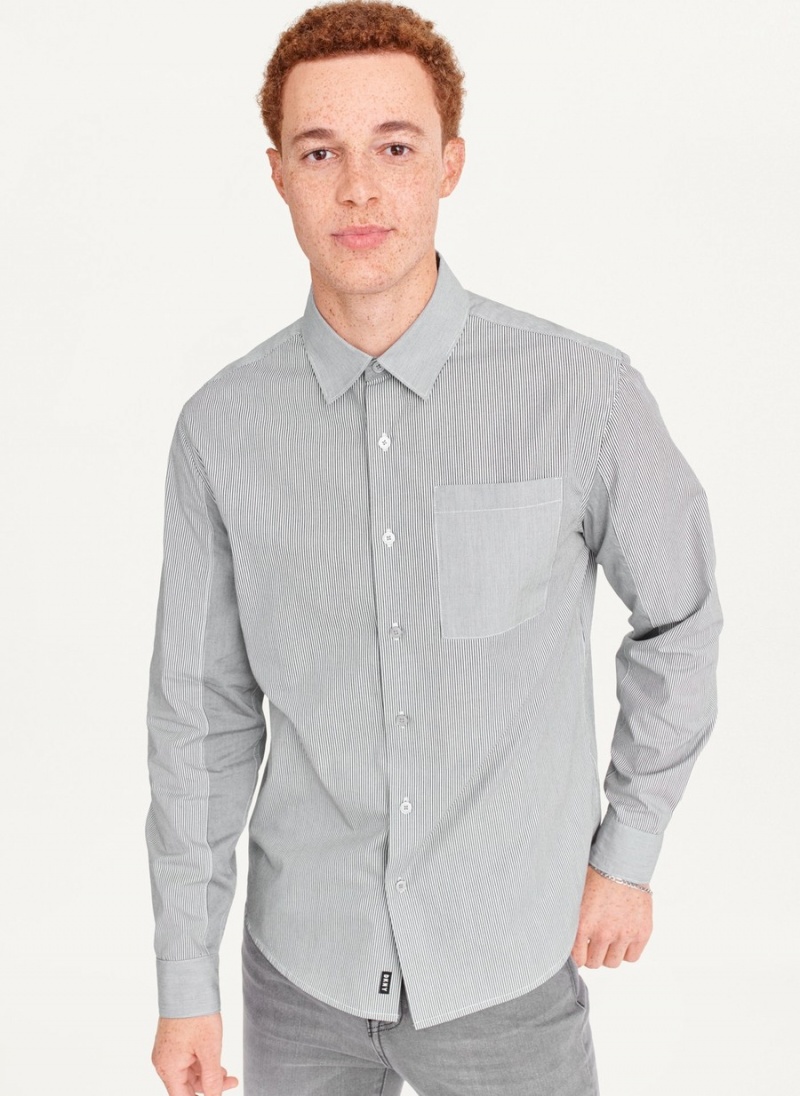 Grey Dkny Long Sleeve Men\'s Shirts | T7001642