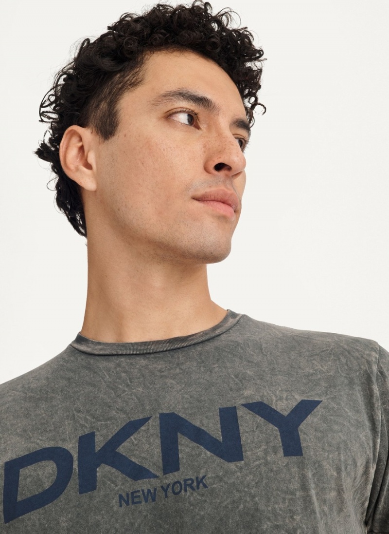 Grey Dkny Mineral Wash Men's T Shirts | N7879970