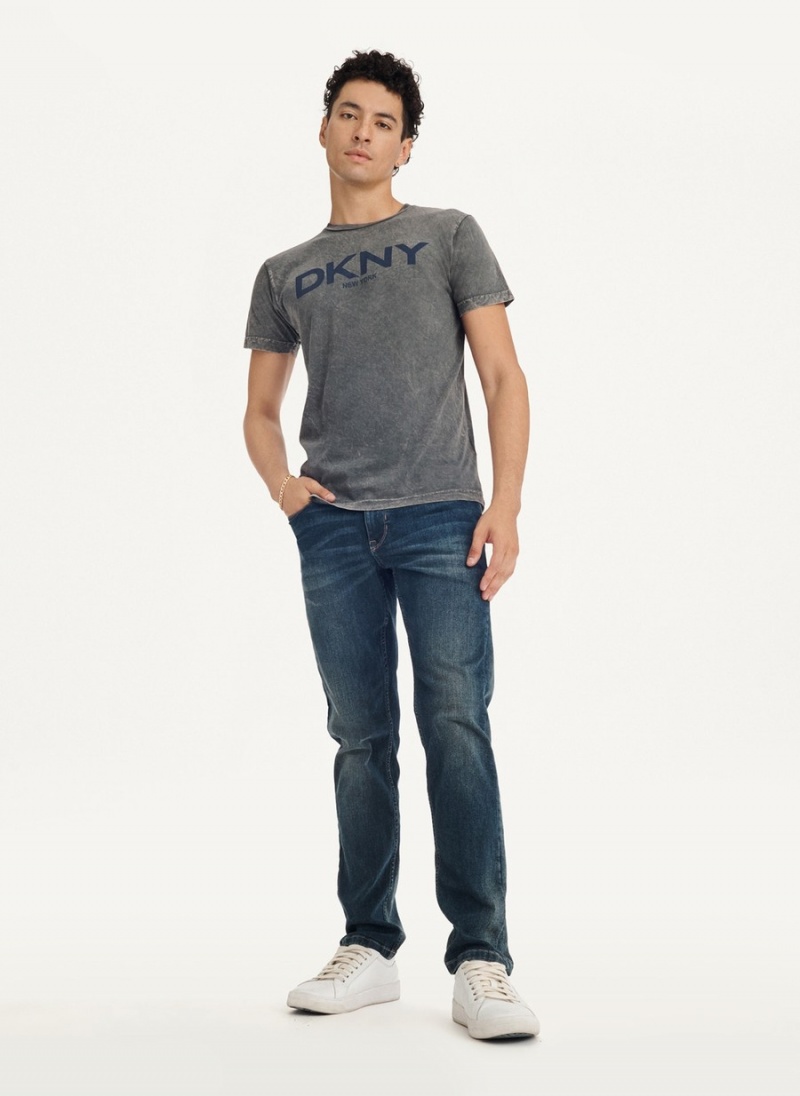 Grey Dkny Mineral Wash Men's T Shirts | N7879970