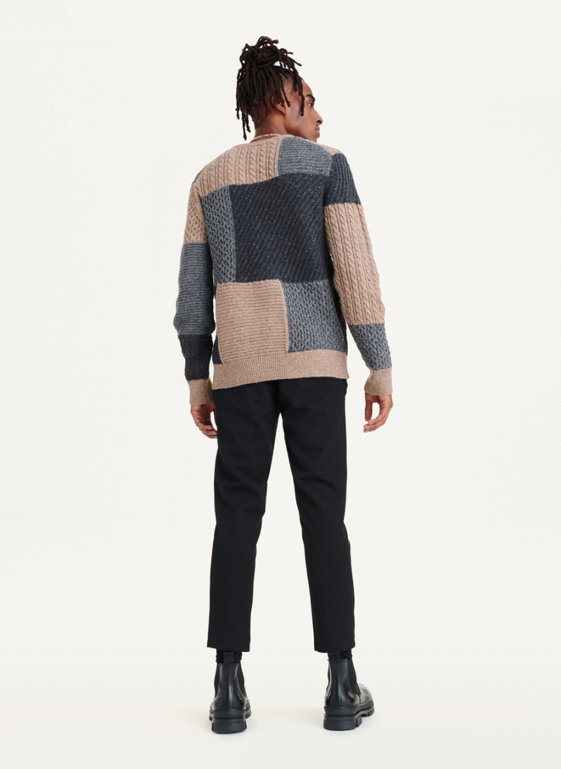 Grey Dkny Patchwork Donegal Men's Sweaters | F0048433