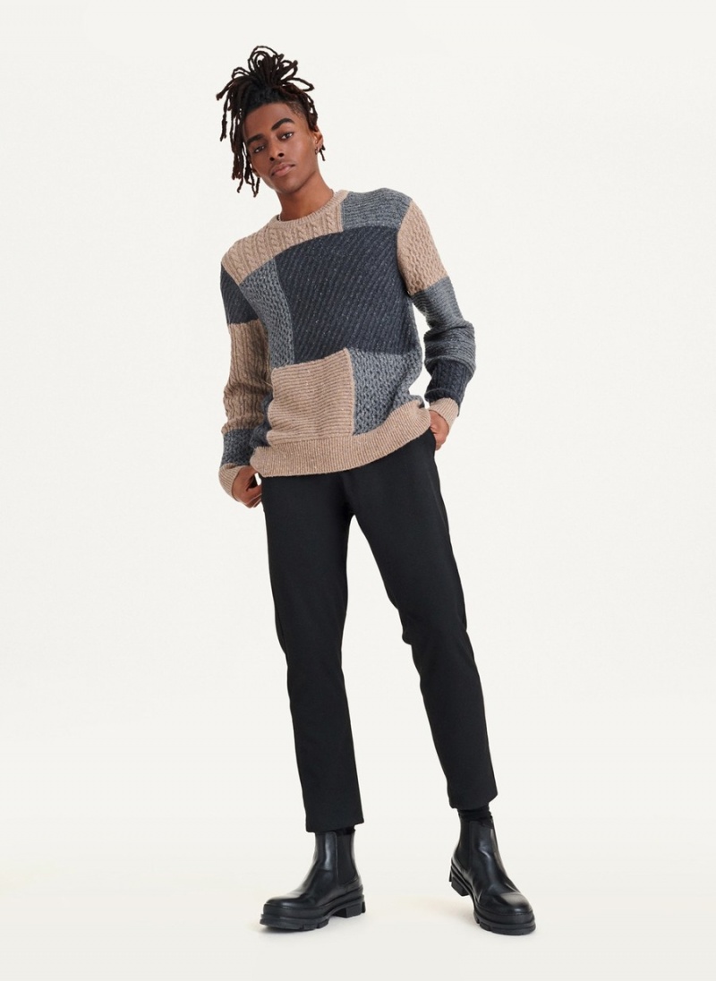 Grey Dkny Patchwork Donegal Men's Sweaters | F0048433